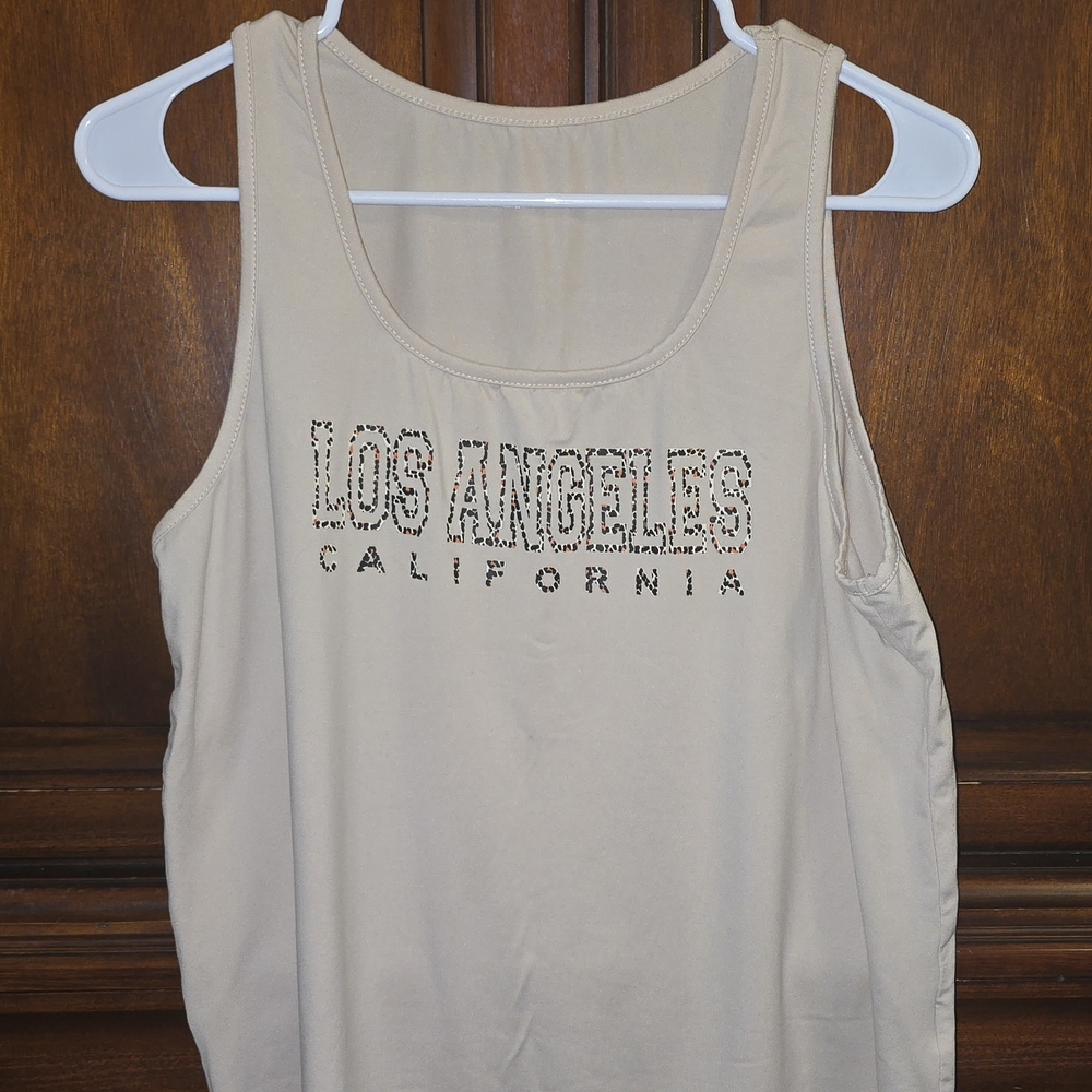 SHEIN Beige Los Angeles California Tank Top